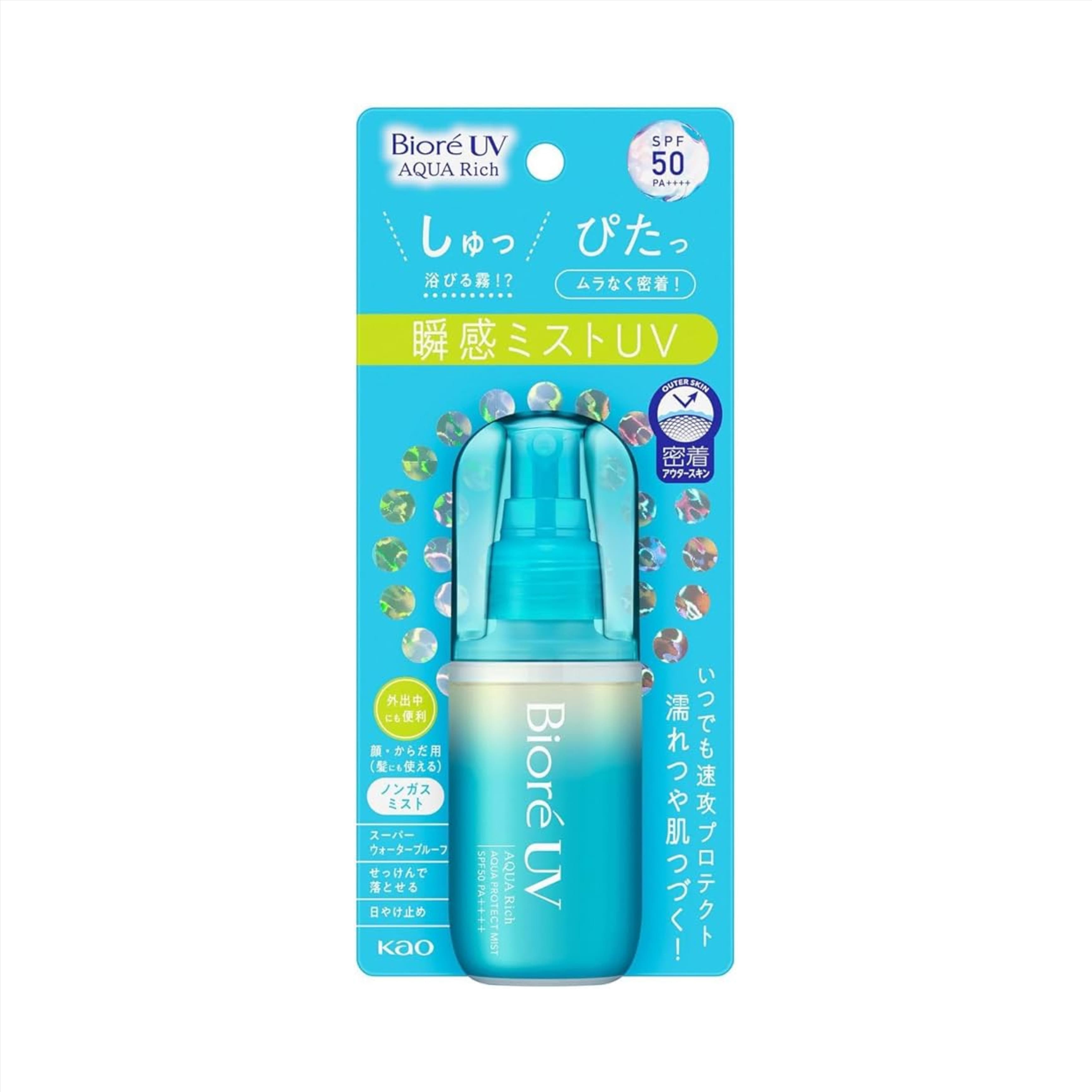 Biore UV Санскрін-Міст спрей зволожувальний Aqua Rich Protect Mist SPF50 PA 60ml